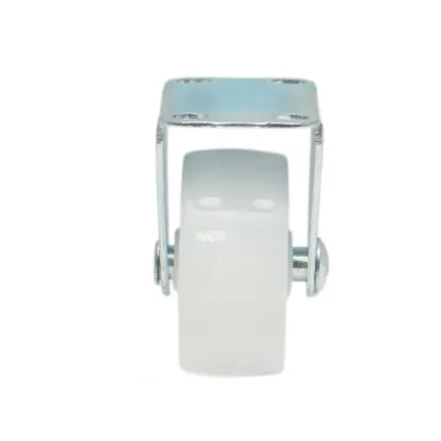 Roata fixa 40x17mm fara frana, polipropilena alba, placa otel 46x24mm 20kg - imagine 4