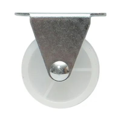 Roata fixa 40x17mm fara frana, polipropilena alba, placa otel 46x24mm 20kg - imagine 2