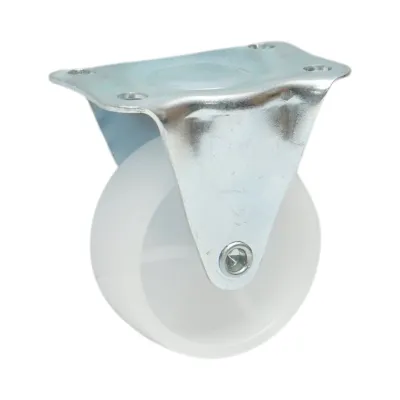 Roata fixa 50x22mm fara frana, polipropilena alba, placa otel 60x41mm 30kg - imagine 5