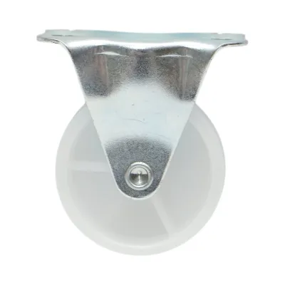 Roata fixa 50x22mm fara frana, polipropilena alba, placa otel 60x41mm 30kg - imagine 2