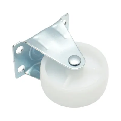 Roata fixa 65x23mm fara frana, polipropilena alba, placa otel 70x44mm 35kg - imagine 6