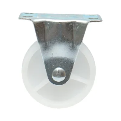 Roata fixa 65x23mm fara frana, polipropilena alba, placa otel 70x44mm 35kg - imagine 2