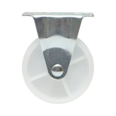 Roata fixa 73x25mm fara frana, polipropilena alba, placa otel 70x44mm 45kg - imagine 2