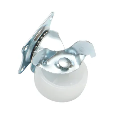 Roata pivotanta 40x17mm cu frana, polipropilena alba, placa otel 45x38mm 20kg - imagine 6