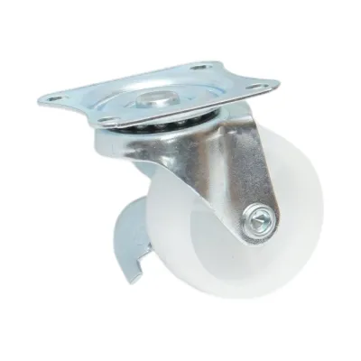 Roata pivotanta 40x17mm cu frana, polipropilena alba, placa otel 45x38mm 20kg - imagine 5