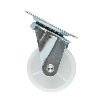 Roata pivotanta 50x22mm cu frana, polipropilena alba, placa otel 58x47mm 30kg - imagine 2