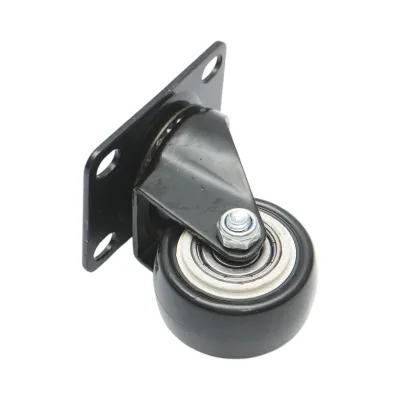 Roata pivotanta 42x21mm fara frana, PVC negru, placa otel 60x43mm 30kg - imagine 6