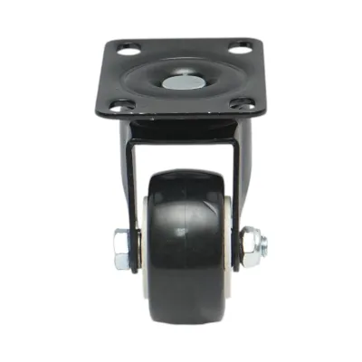 Roata pivotanta 42x21mm fara frana, PVC negru, placa otel 60x43mm 30kg - imagine 4