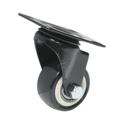 Roata pivotanta 42x21mm fara frana, PVC negru, placa otel 60x43mm 30kg - imagine 5