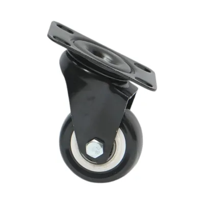 Roata pivotanta 50x24mm fara frana, PVC negru, placa otel 72x52mm 40kg - imagine 2