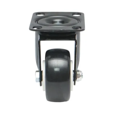 Roata pivotanta 50x24mm fara frana, PVC negru, placa otel 72x52mm 40kg - imagine 4