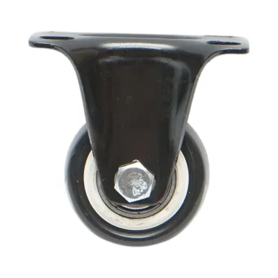 Roata fixa 42x21mm fara frana, PVC negru, placa otel 60x43mm 30kg - imagine 2