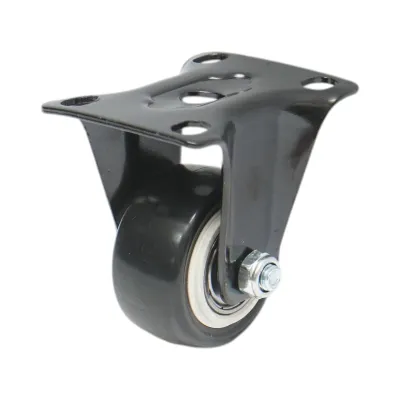 Roata fixa 42x21mm fara frana, PVC negru, placa otel 60x43mm 30kg