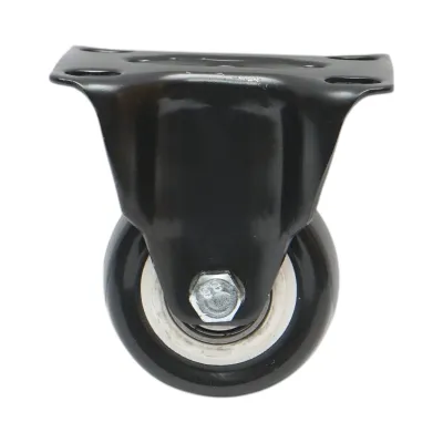 Roata fixa 50x24mm fara frana, PVC negru, placa otel 72x52mm 40kg - imagine 2