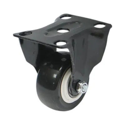 Roata fixa 50x24mm fara frana, PVC negru, placa otel 72x52mm 40kg