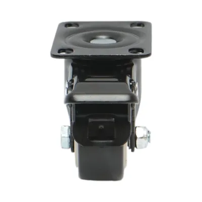 Roata pivotanta 42x21mm cu frana, PVC negru, placa otel 60x43mm 30kg - imagine 4