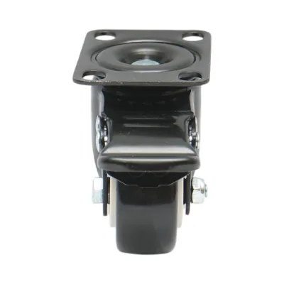 Roata pivotanta 50x24mm cu frana, PVC negru, placa otel 72x52mm 40kg - imagine 4