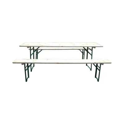 Set berarie cu masa si 2 banci pliabile din lemn masiv pentru gradina, terasa, evenimente 2200x700x770mm - imagine 3