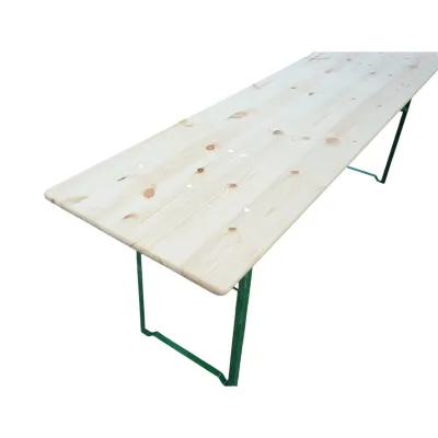 Set berarie cu masa si 2 banci pliabile din lemn masiv pentru gradina, terasa, evenimente 2200x700x770mm - imagine 5
