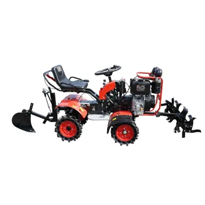  Minitractor agricol articulat 4x4 diesel 17CP, 531cc, 3+1 viteze, 2 cutii de viteze, pornire electrica/manuala, latime lucru 1050mm cu freza, rarita, roti metalice, picior sprijin THOR - imagine 5