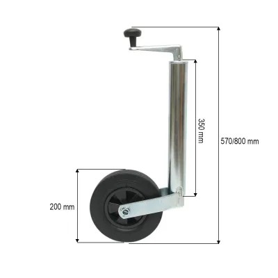 Roata de sprijin remorca 200x50mm, diametru tub 48mm, reglabila 570-800mm, sarcina maxima 136kg Breckner Germany - imagine 3