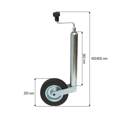 Roata de sprijin remorca 200x50mm, diametru tub 48mm, reglabila 650-800mm, sarcina maxima 136kg Breckner Germany - imagine 4