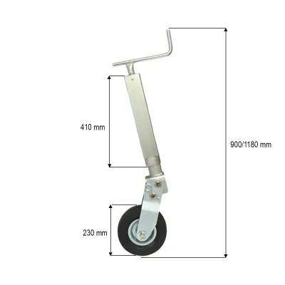 Roata de sprijin remorca rabatabila 230x75mm, tub patrat 70mm, reglabila 900-1180mm, sarcina maxima 272kg Breckner Germany - imagine 3