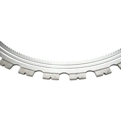 Disc inelar diamantat segmentat 510mm, 30 dinti, caneluri interioare cu rola antrenare pentru masina de taiat beton Breckner Germany - imagine 3