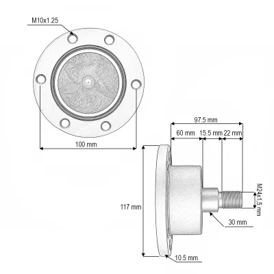 Butuc disc grapa stanga Lemken Heliodor cod OEM 5554513, 55510012, IL50-100/6T-M24-L - imagine 4