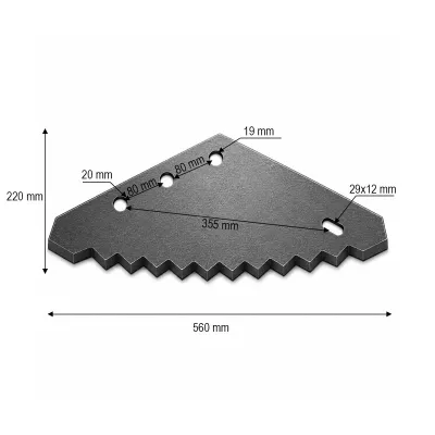 Cutit remorca tehnologica 560x222x6mm Faresin, Peecon, Unifeed, OMAS, Frasto, RMH cod OEM FM01134 - imagine 3