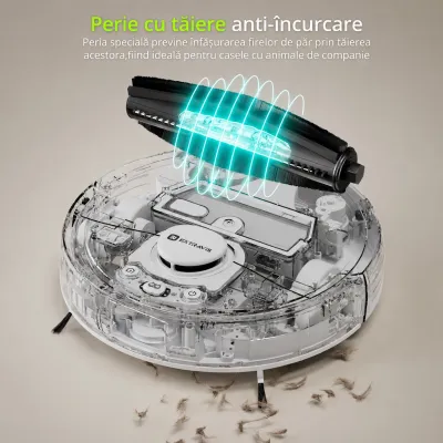 Aspirator robot inteligent cu functie mop 8500Pa, statie auto-golire, navigatie laser LDS, baterie 5200 mAh, perie anti-incurcare, control aplicatie Wi-Fi Extravis - imagine 8