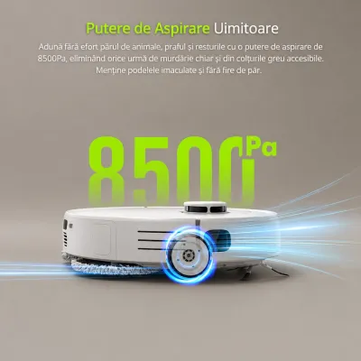 Aspirator robot inteligent cu functie mop 8500Pa, statie auto-golire, navigatie laser LDS, baterie 5200 mAh, perie anti-incurcare, control aplicatie Wi-Fi Extravis - imagine 2