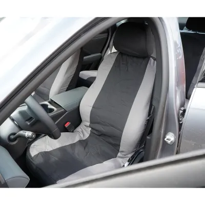 Set huse scaune auto universale gri-negru, material textil 8 piese - imagine 4