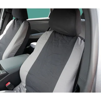 Set huse scaune auto universale gri-negru, material textil 8 piese - imagine 5