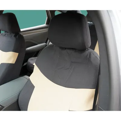Set huse scaune auto universale crem-negru, material textil 8 piese - imagine 5