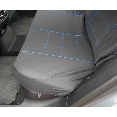 Set huse scaune auto universale negru-albastru, material textil 8 piese - imagine 8