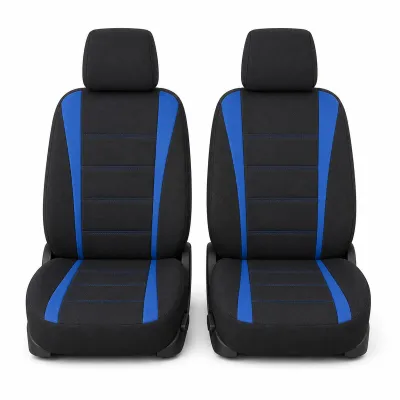 Set huse scaune auto universale negru-albastru, material textil 8 piese - imagine 2