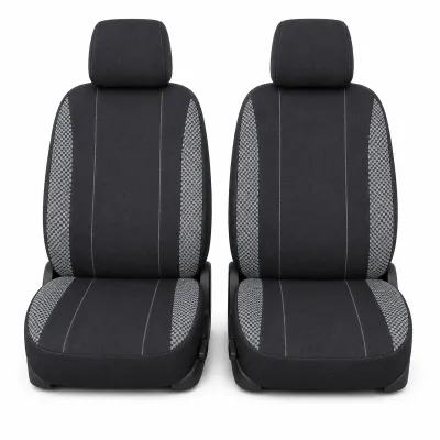 Set huse scaune auto universale negru-gri, material textil 8 piese - imagine 2
