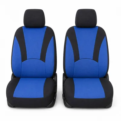 Set huse scaune auto universale albastru-negru, material textil 8 piese - imagine 2