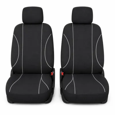 Set huse scaune auto universale negru-alb, material textil 8 piese - imagine 2