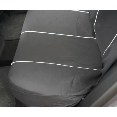 Set huse scaune auto universale negru-alb, material textil 8 piese - imagine 8