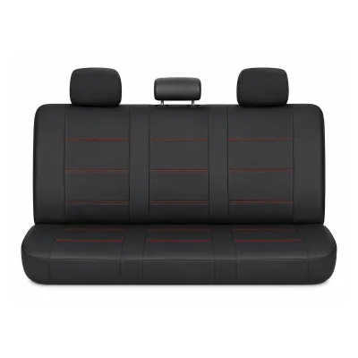 Set huse scaune auto universale negru-rosu, material piele ecologica si textil 8 piese - imagine 3