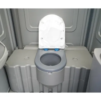 Toaleta ecologica vidanjabila 350L HDPE cu lavoar, pisoar, oglinda, suport hartie si cuier 1150x1150x2250mm - imagine 6