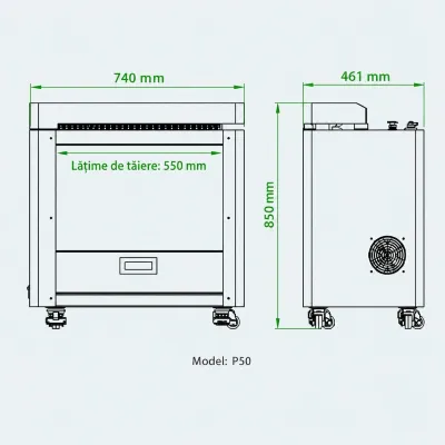 Tocator carton industrial 550mm, 1500W, 220V, viteza reglabila 0-18m/min, grosime maxima 10mm Breckner Germany - imagine 8
