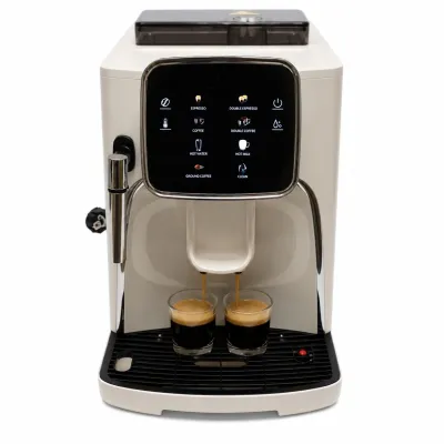 Espressor automat cafea boabe cu rasnita integrata 1450W, 220V, panou digital touch, sistem spumare lapte, presiune 19 bar, rezervor apa 1.7L
