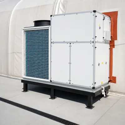 Sistem instalatie climatizare industriala 272.960 BTU, 80kW, 380V, functie incalzire si ventilatie, debit aer 17.500m3/h pentru corturi, hale, depozite 500–750m2 - imagine 5