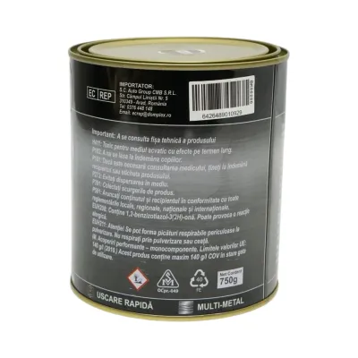 Vopsea email anticoroziva 3 in 1 negru pentru metal 750g, direct pe rugina, pe baza de apa  Breckner Germany - imagine 4
