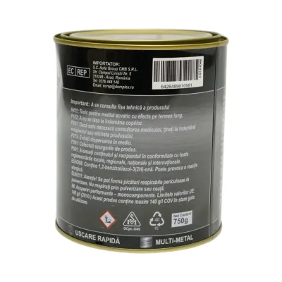 Vopsea email anticoroziva 3 in 1 rosu imperial pentru metal 750g, direct pe rugina, pe baza de apa Breckner Germany - imagine 4