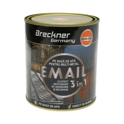 Vopsea email anticoroziva 3 in 1 galben sport 750g pentru metal, direct pe rugina, pe baza de apa Breckner Germany - imagine 2
