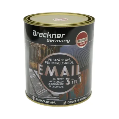Vopsea email anticoroziva 3 in 1 portocaliu 2107 Amazone 750g pentru metal, direct pe rugina, pe baza de apa Breckner Germany - imagine 2